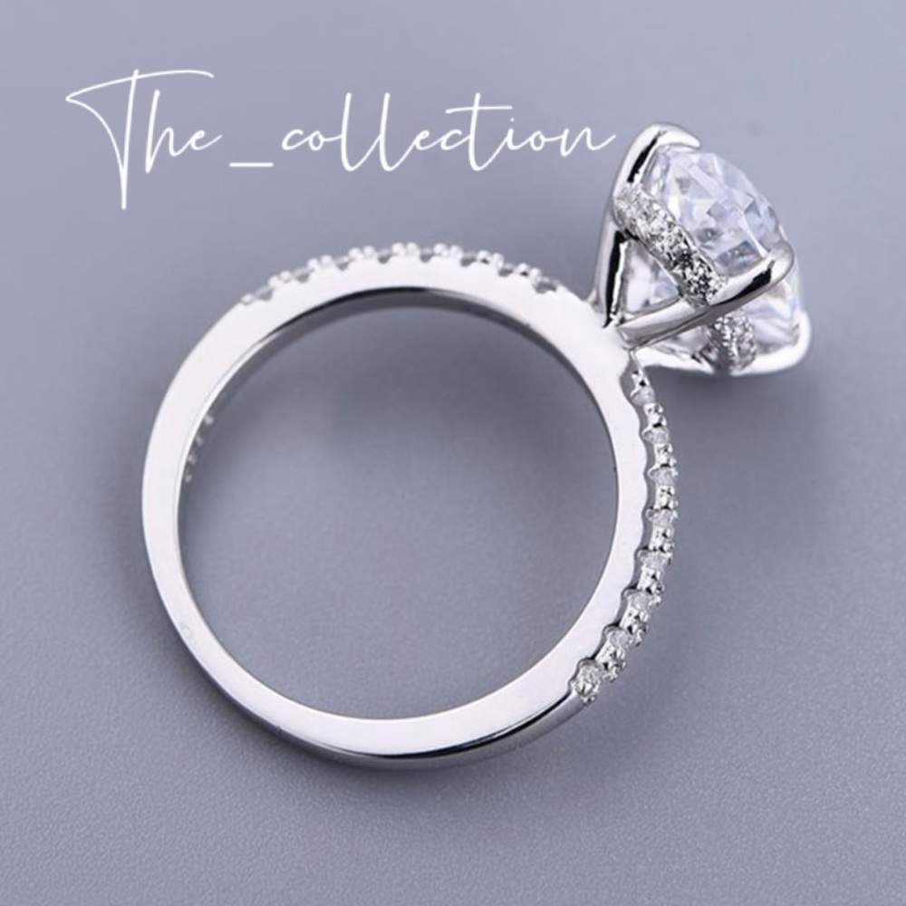 9CT 925 STERLING SILVER DIAMOND OVAL RING - Picture 5 of 6